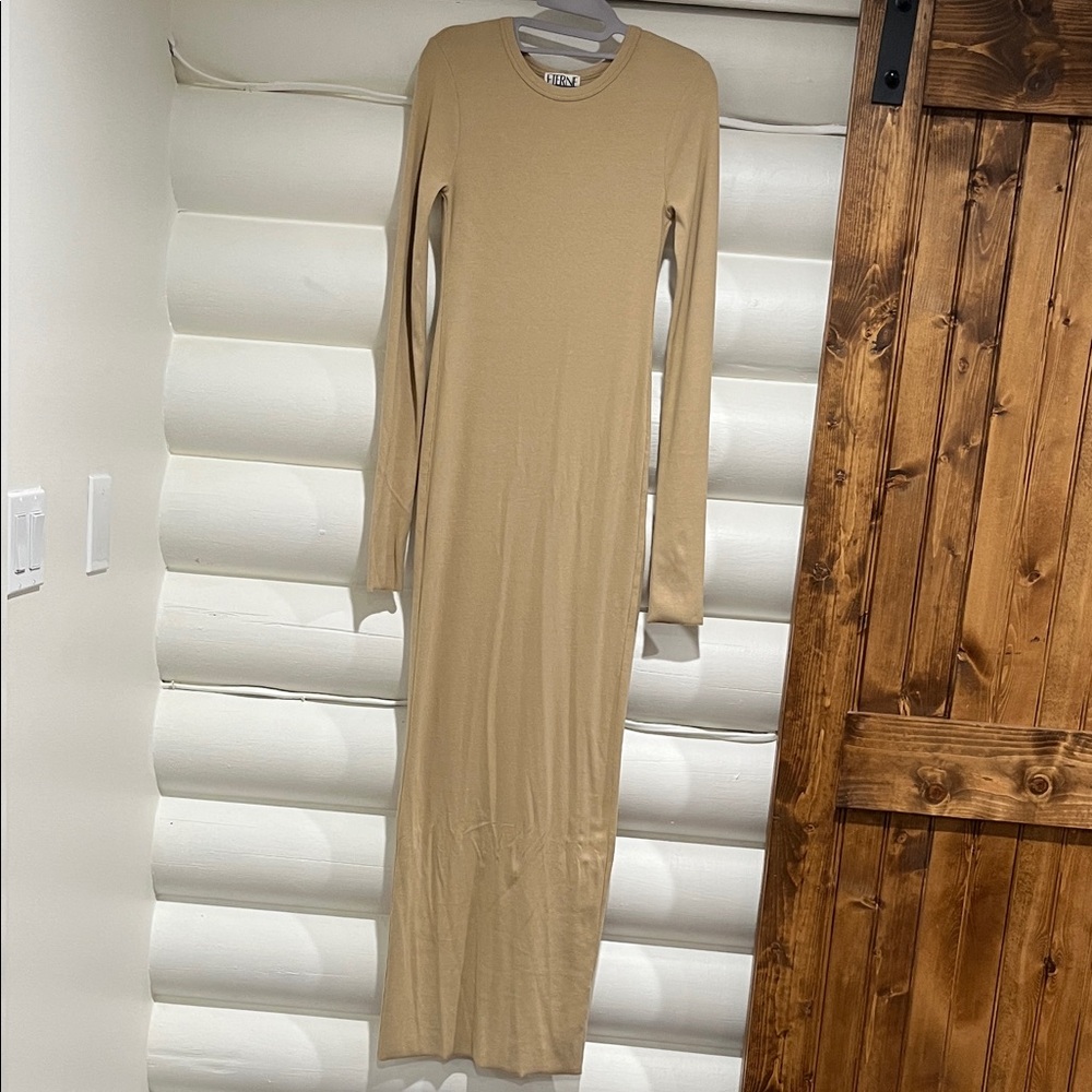 Eterne Beige Long Sleeve Dress
